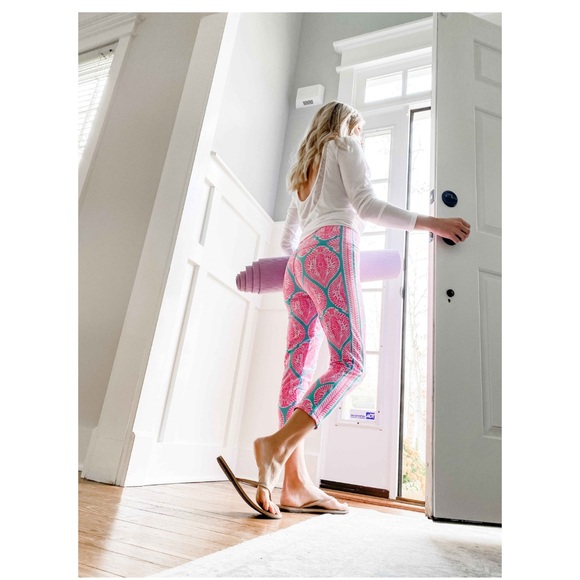 Gretchen Scott Indian Summer pull on pants Size Large Turquoise and Pink - Picture 2 of 8